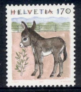 Switzerland-1991-Animals-170c-Donkey-MUH