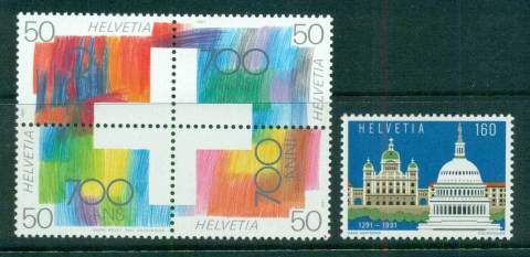 Switzerland-1991-Swiss-Confederation-Blk-parliament-MUH-lot59016