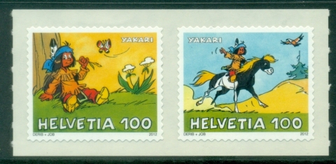 Switzerland-2012-Comics-The-Little-Indian-Boy-Yakari.-Self-Adhesive-Stamps