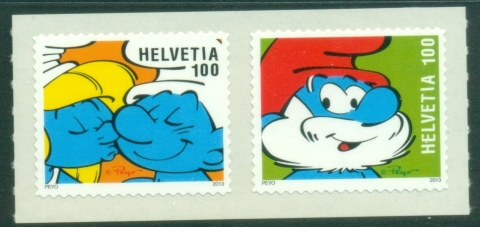 Switzerland-2013-Smurfs-Self-Adhesive-Stamps-MUH