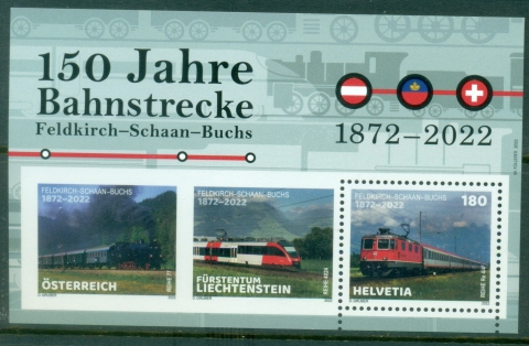 Switzerland-2022-The-150th-Anniversary-of-the-Feldkirch-Schaan-Buchs-Railway-Line-Joint-Issue-with-Austria-and-Liechtenstein-MS-MUH