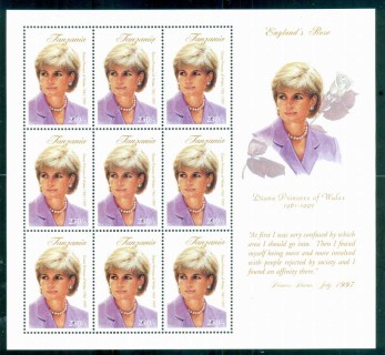 Tanzania 1998 Princess Diana in Memoriam, England's Rose MS