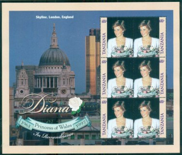 Tanzania 1998 Princess Diana in Memoriam, London Skyline at Night MS