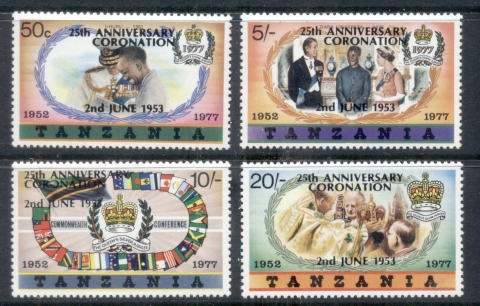 Tanzania-1978-QEII-Coronation-25th-Anniversary-Heavy-Type-MUH