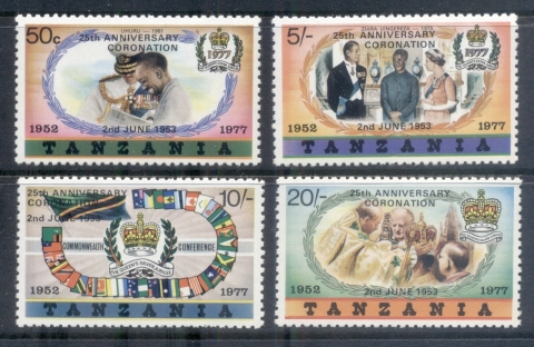 Tanzania-1978-QEII-Coronation-25th-Anniversary-Light-Type-MUH