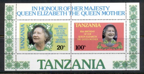 Tanzania-1985-Queen-Mother-85th-Birthday-MS-MUH