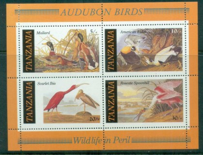 Tanzania-1986-Audubon-Birds-MS-MLH-lot84776