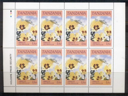 Tanzania-1986-Flowers-1-5-sh-sheetlet-MUH