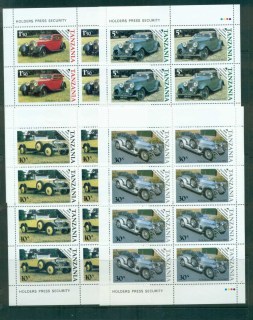 Tanzania-1986-Vintage-Cars-4x-Sheetlet-MUH