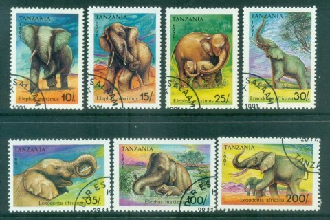 Tanzania-1991-Elephants-CTO-lot84789