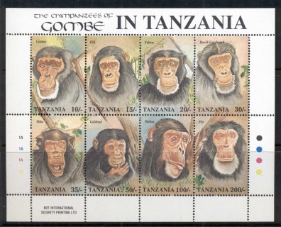 Tanzania-1992-Chimpanzees-of-Gombe-sheetlet-MUH