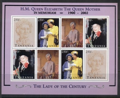 Tanzania-2002-Queen-Mother-in-Memoriam-sheetlet-MUH