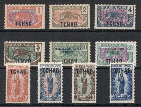 Chad 1922 Pictorials Opt on Middle Congo Asst