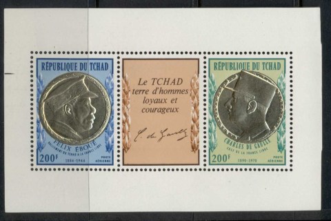 Chad 1971 De Gaulle, gold foil embossed MS