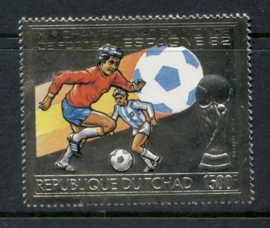 Chad 1982 World Cup Soccer Spain Gold embossed