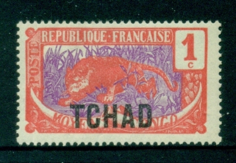 Chad-1922 Pictorial, Leopard Opt on Middle Congo 1c