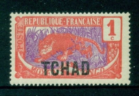 Chad 1922 Pictorial, Leopard Opt on Middle Congo 1c