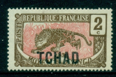 Chad-1922 Pictorial, Leopard Opt on Middle Congo 2c