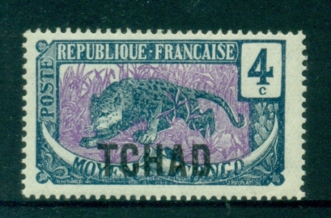 Chad 1922 Pictorial, Leopard Opt on Middle Congo 4c
