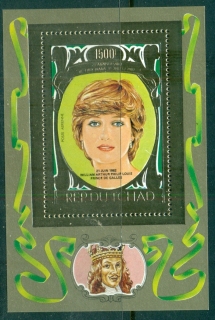 Chad-1982 Princess Diana 21st Birthday Gold fiol embossed MS