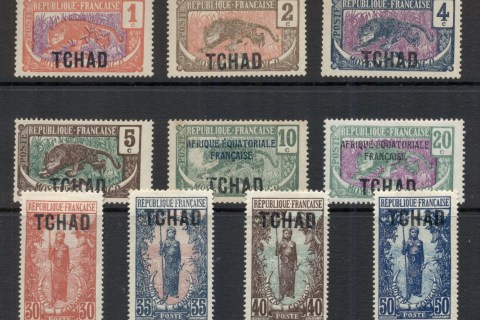 Chad-1922 Pictorials Opt on Middle Congo Asst