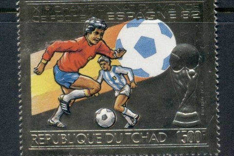 Chad 1982 World Cup Soccer Spain Gold embossed