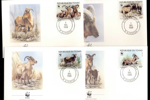 Chad 1988 WWF Barbary Sheep 4xFDC