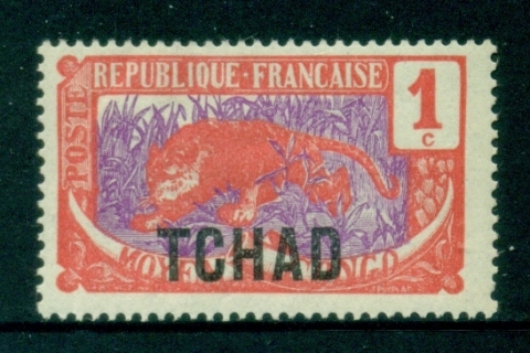 Chad-1922 Pictorial, Leopard Opt on Middle Congo 1c