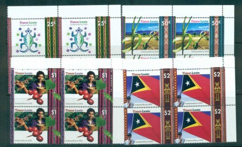 Timor-Leste-2002-Independence-Cnr-Blks-4-MUH-lot70831