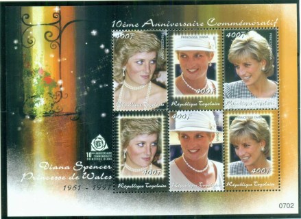 Togo-2007 Princess Diana in Memoriam, 10th Anniv., Close-up's of a Princess MS