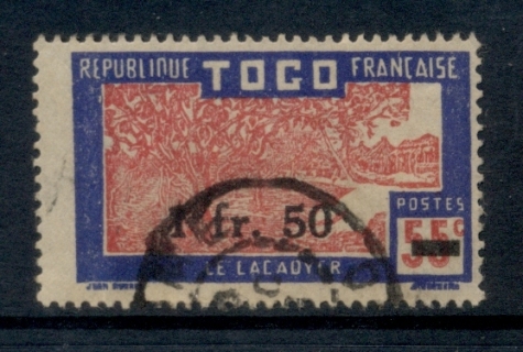 Togo-1943-44-Surcharge-1-50fr-on-55c-FU