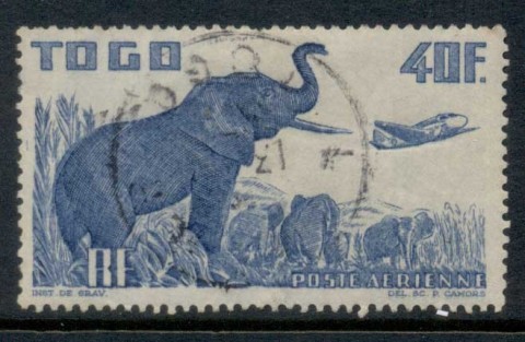 Togo-1947-Airmail-40f-Elephant-FU