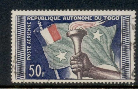 Togo-1957-Airmail-Flag-Torch-50f-FU