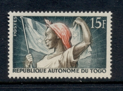 Togo-1957-Woman-Holding-Flag-MLH