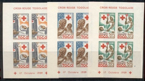 Togo-1959-Red-Cross-3xMS-IMPERF-MLH