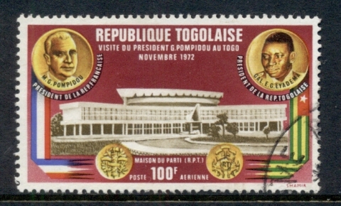 Togo-1972-Visit-of-President-Pompidou-Airmail-CTO