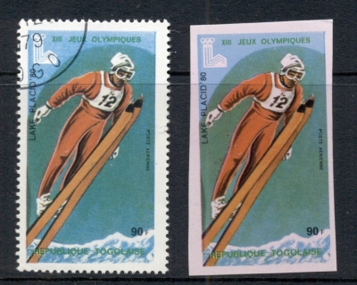 Togo-1980-Winter-Olympics-Lake-Placid-90f-Ski-Jump-Perf-IMPAirmail-MUH-CTO