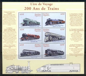 Togo-2000-200-Years-of-Trains-sheetlet-MUH