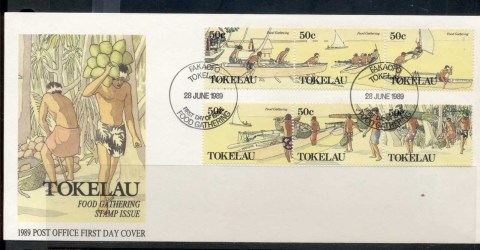 Tokelau-Is-1989-Food-Gathering-FDC