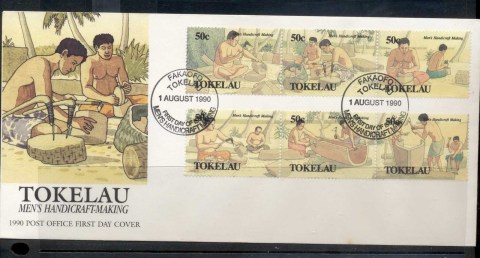 Tokelau-Is-1990-Mens-Handicraft-Making-FDC