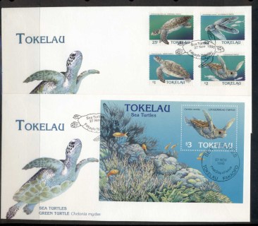 Tokelau-Is-1995-Green-Sea-Turtles-2x-FDC