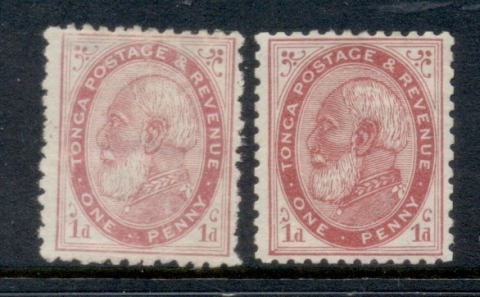 Tonga-1886-92-King-George-I-1d-Perf-12x11-5-2xshades-MNG