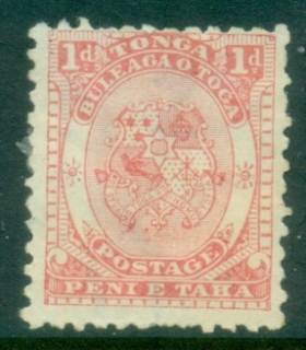 Tonga-1892-Coat-of-Arms-1d-rose-short-perfs-MNG