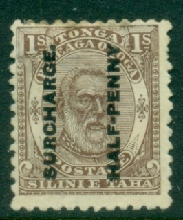 Tonga-1894-King-George-I-0.5d-black-surcharge-on-1sh-brown-MNG