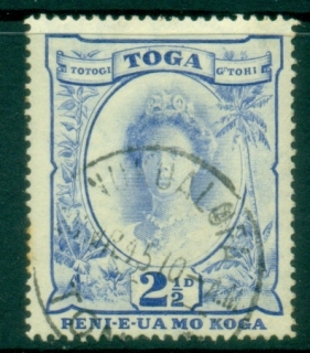 Tonga-1942-Queen-Salote-2.5d-ultramarine-tone-perfs-FU