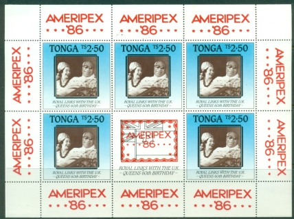 Tonga-1986-Postage-Stamp-Centenary-MS-Ameripex-MLH