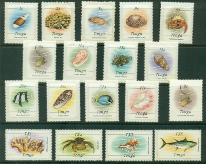 Tonga-1984-85-Marine-Life-Fish-Shells-definitives-small-tones-MLH