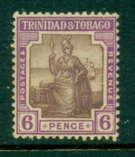 Trinidad-Tobago-1921-22-Britannia-Wmk-Multiple-Crown-Script-CA-6d-MLH