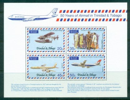 Trinidad-Tobago-1977-Airmail-Service-50th-Anniversary-MS-MUH