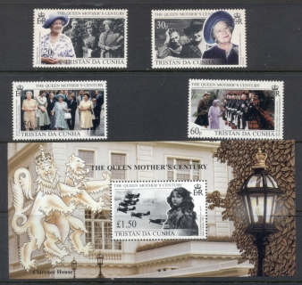 Tristan-da-Cunha-1999 Queen Mothers Century + MS